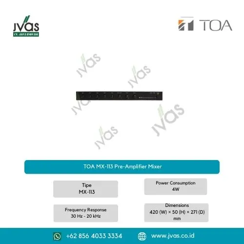 TOA MX-113 Pre-Amplifier Mixer