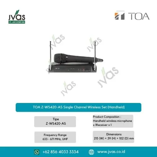 TOA Z-WS420-AS Single Channel Wireless Set (Handheld)