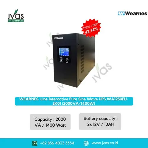 WEARNES  Line Interactive Pure Sine Wave UPS WA1250EU-2K01 (2000VA/1400W)