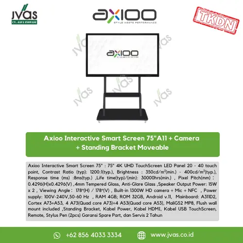 Axioo Interactive Smart Screen 75"A11 + Camera  + Standing Bracket Moveable 