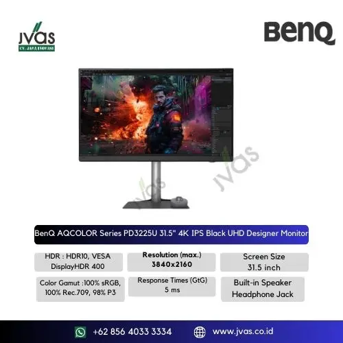 BenQ AQCOLOR Series PD3225U 31.5" 4K IPS Black UHD Designer Monitor