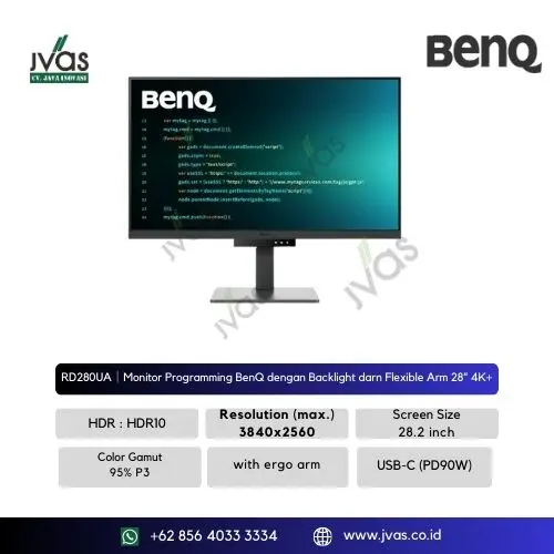 RD280UA｜Monitor Programming BenQ dengan Backlight darn Flexible Arm 28” 4K+