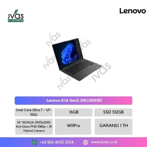 Lenovo K14 Gen3 Ultra 7 / 8GB / 512 GB/ Win 11 Pro ( 3-3-3)