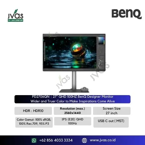 PD2706QN｜27" QHD 100HZ BenQ Designer Monitor Wider and Truer Color to Make Inspirations Come Alive
