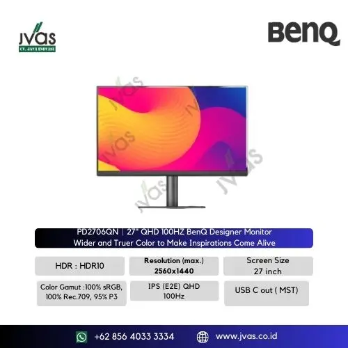 PD2706QN｜27" QHD 100HZ BenQ Designer Monitor Wider and Truer Color to Make Inspirations Come Alive