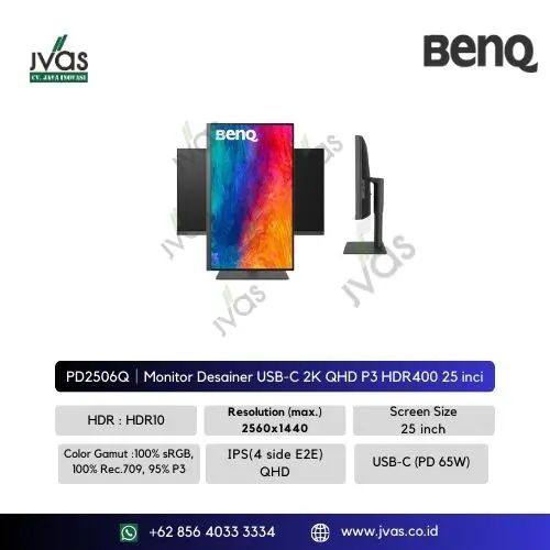 PD2506Q｜Monitor Desainer USB-C 2K QHD P3 HDR400 25 inc