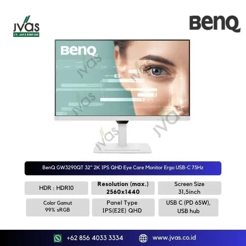 BenQ GW3290QT 32" 2K IPS QHD Eye Care Monitor Ergo USB-C 75Hz