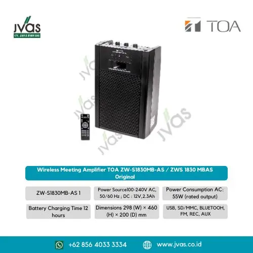 Wireless Meeting Amplifier TOA ZW-S1830MB-AS / ZWS 1830 MBAS Original