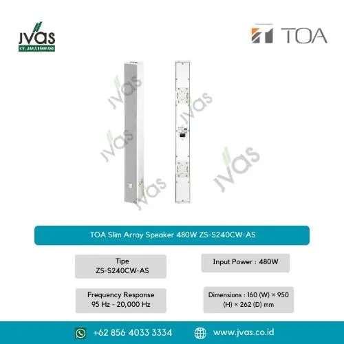 TOA Slim Array Speaker 480W ZS-S240CW-AS