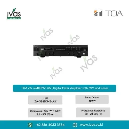 TOA ZA-3248DMZ-AS 1 Digital Mixer Amplifier with MP3 and Zones