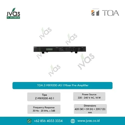 TOA Z-MX9200-AS 1 Mixer Pre-Amplifier