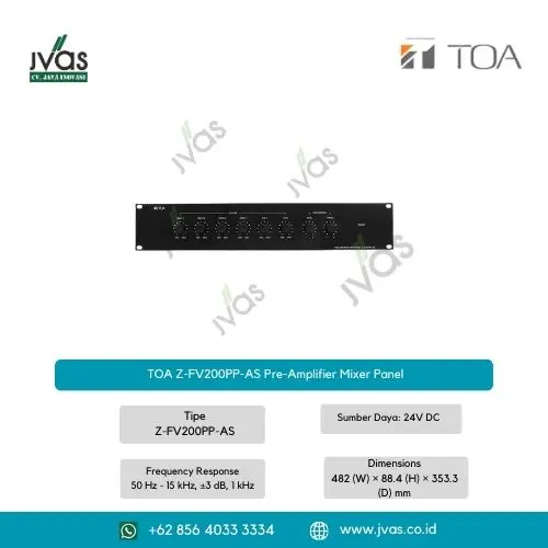 TOA Z-FV200PP-AS Pre-Amplifier Mixer Panel