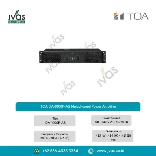 TOA DA-1000F-AS Multichannel Power Amplifier