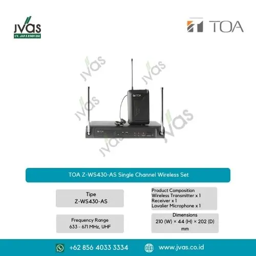 TOA Z-WS430-AS Single Channel Wireless Set