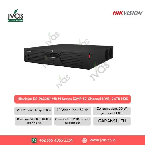 Hikvision DS-9632NI-M8 M Series 32MP 32-Channel NVR, 24TB HDD