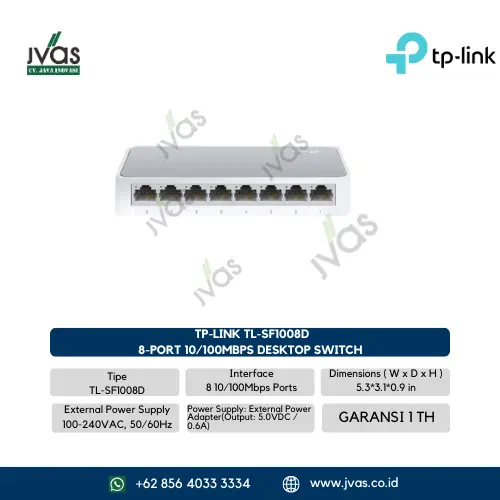 TP-LINK TL-SF1008D 8-Port 10/100Mbps Desktop Switch 